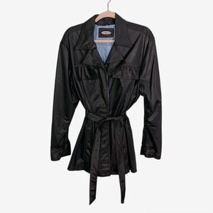 Outbound Collection Black Trench Coat Women's Belted Jacket Lightweight Sz Large